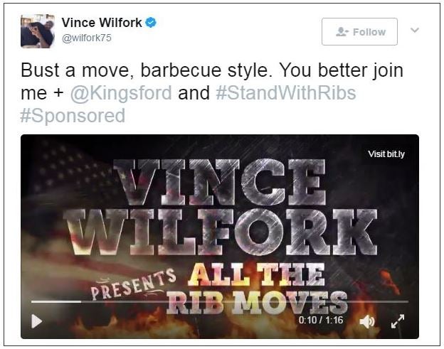 Kingsford ribs Vince Wilfork